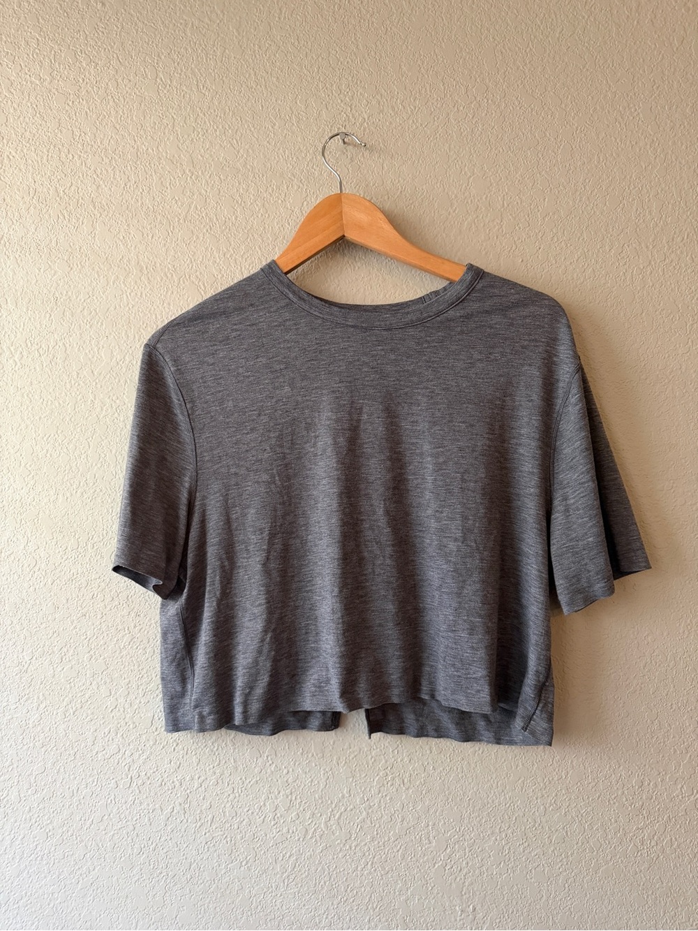 Lululemon athletica Intended Heathered Gray Cropped Tee Tie Back